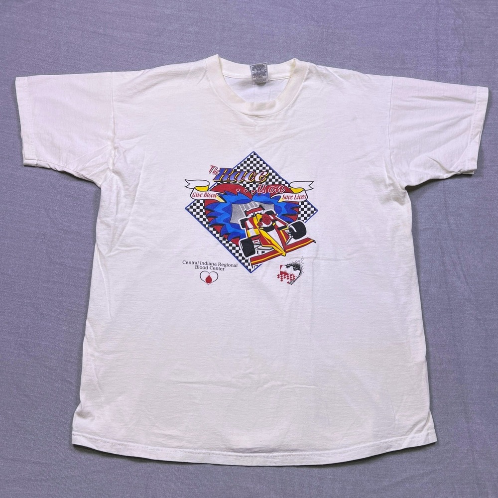 VTG Fruit of the Loom Racing T Shirt Central Indiana Regional Blood‎ Center XL